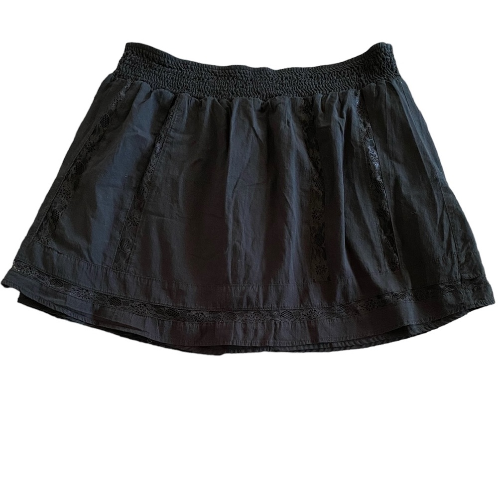 Cotton On Black Lace Pull On Mini Skirt Size L Large 100% Cotton